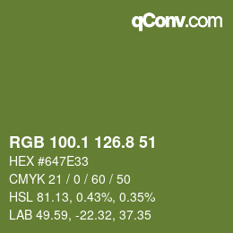 カラーコード: RGB 100.1 126.8 51 | qconv.com