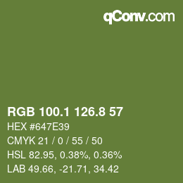 カラーコード: RGB 100.1 126.8 57 | qconv.com