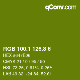 カラーコード: RGB 100.1 126.8 6 | qconv.com