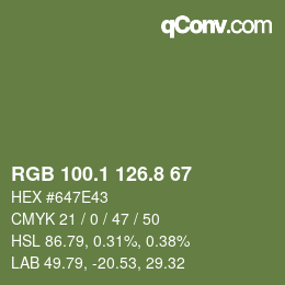 カラーコード: RGB 100.1 126.8 67 | qconv.com