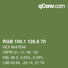 カラーコード: RGB 100.1 126.8 70 | qconv.com