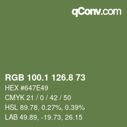 カラーコード: RGB 100.1 126.8 73 | qconv.com