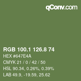 カラーコード: RGB 100.1 126.8 74 | qconv.com