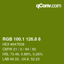 カラーコード: RGB 100.1 126.8 8 | qconv.com