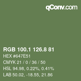 カラーコード: RGB 100.1 126.8 81 | qconv.com