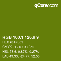 カラーコード: RGB 100.1 126.8 9 | qconv.com