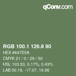 Color code: RGB 100.1 126.8 90 | qconv.com