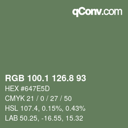 カラーコード: RGB 100.1 126.8 93 | qconv.com