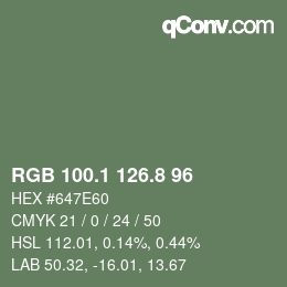 カラーコード: RGB 100.1 126.8 96 | qconv.com