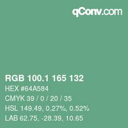 カラーコード: RGB 100.1 165 132 | qconv.com