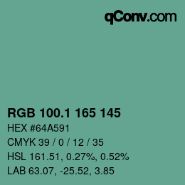 Color code: RGB 100.1 165 145 | qconv.com