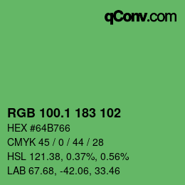 カラーコード: RGB 100.1 183 102 | qconv.com