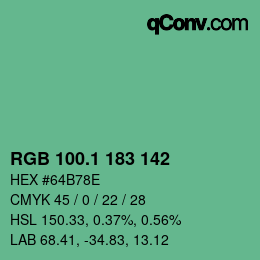 カラーコード: RGB 100.1 183 142 | qconv.com