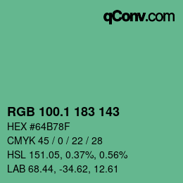 カラーコード: RGB 100.1 183 143 | qconv.com