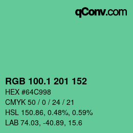 カラーコード: RGB 100.1 201 152 | qconv.com