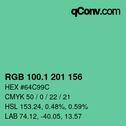 カラーコード: RGB 100.1 201 156 | qconv.com