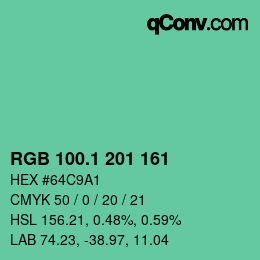 カラーコード: RGB 100.1 201 161 | qconv.com