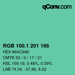 カラーコード: RGB 100.1 201 166 | qconv.com
