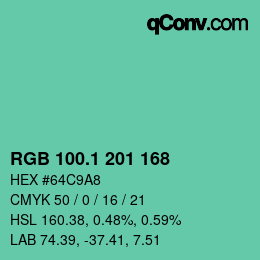 カラーコード: RGB 100.1 201 168 | qconv.com