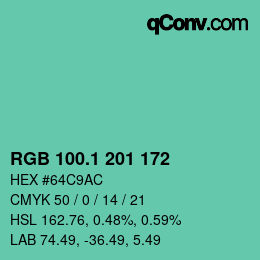 カラーコード: RGB 100.1 201 172 | qconv.com