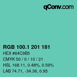 カラーコード: RGB 100.1 201 181 | qconv.com