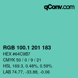 Color code: RGB 100.1 201 183 | qconv.com