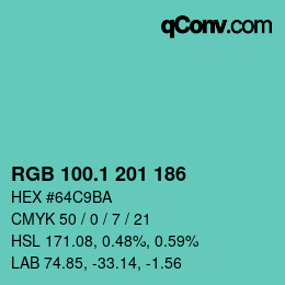 カラーコード: RGB 100.1 201 186 | qconv.com