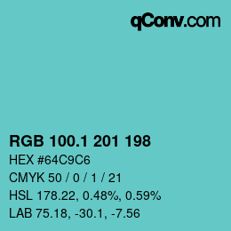 Color code: RGB 100.1 201 198 | qconv.com