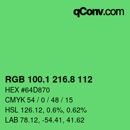 カラーコード: RGB 100.1 216.8 112 | qconv.com