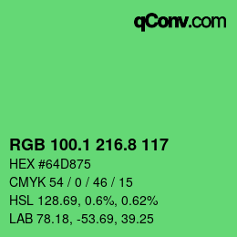 カラーコード: RGB 100.1 216.8 117 | qconv.com