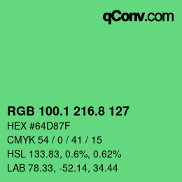 カラーコード: RGB 100.1 216.8 127 | qconv.com