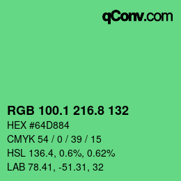 カラーコード: RGB 100.1 216.8 132 | qconv.com
