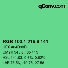 カラーコード: RGB 100.1 216.8 141 | qconv.com