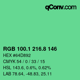 カラーコード: RGB 100.1 216.8 146 | qconv.com
