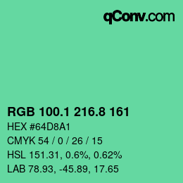 カラーコード: RGB 100.1 216.8 161 | qconv.com