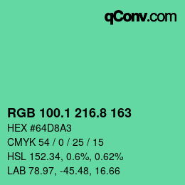 カラーコード: RGB 100.1 216.8 163 | qconv.com