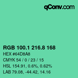 カラーコード: RGB 100.1 216.8 168 | qconv.com