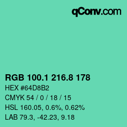 カラーコード: RGB 100.1 216.8 178 | qconv.com