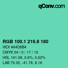 カラーコード: RGB 100.1 216.8 180 | qconv.com