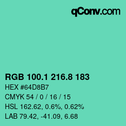 カラーコード: RGB 100.1 216.8 183 | qconv.com