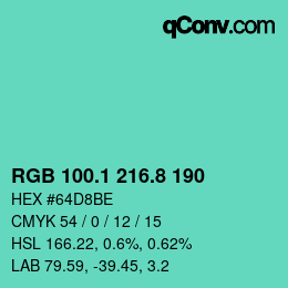 カラーコード: RGB 100.1 216.8 190 | qconv.com