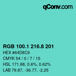 カラーコード: RGB 100.1 216.8 201 | qconv.com