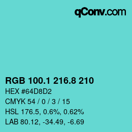 カラーコード: RGB 100.1 216.8 210 | qconv.com