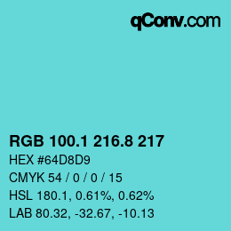 Color code: RGB 100.1 216.8 217 | qconv.com
