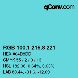 Color code: RGB 100.1 216.8 221 | qconv.com