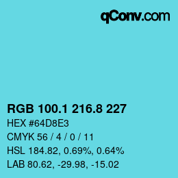 Color code: RGB 100.1 216.8 227 | qconv.com