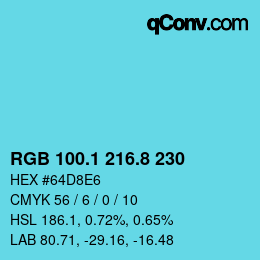 カラーコード: RGB 100.1 216.8 230 | qconv.com