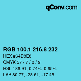 Color code: RGB 100.1 216.8 232 | qconv.com