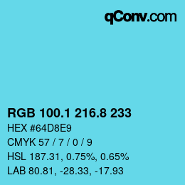 カラーコード: RGB 100.1 216.8 233 | qconv.com