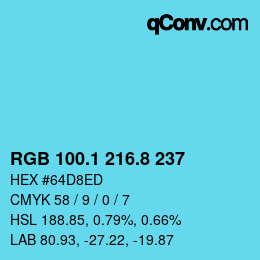 カラーコード: RGB 100.1 216.8 237 | qconv.com